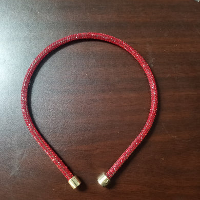 Thin Rhinestone Headband- Red