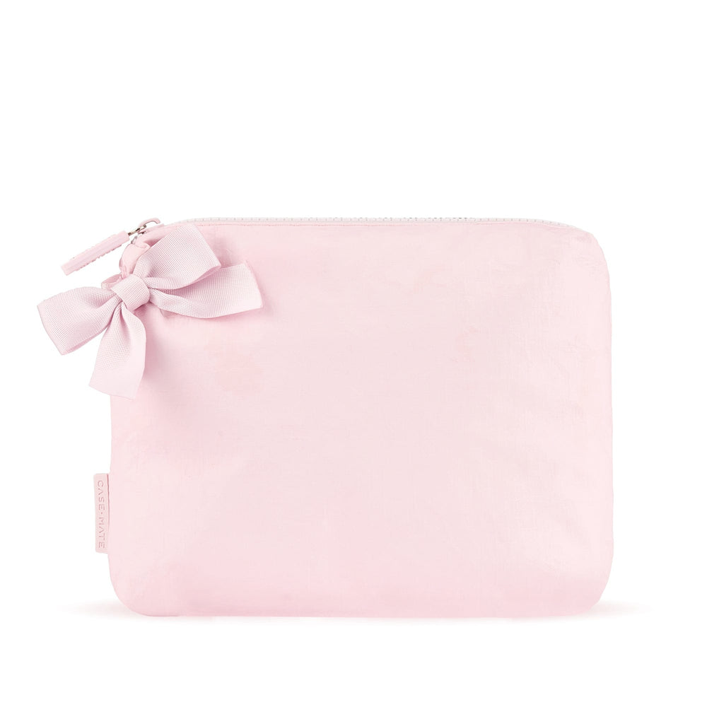 Waterproof Zip Pouch- Ballet Pink Bow