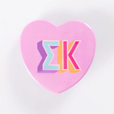Block Print Heart Button- Sigma Kappa
