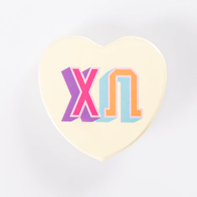 Block Print Heart Button- Chi Omega