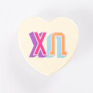 Block Print Heart Button- Chi Omega
