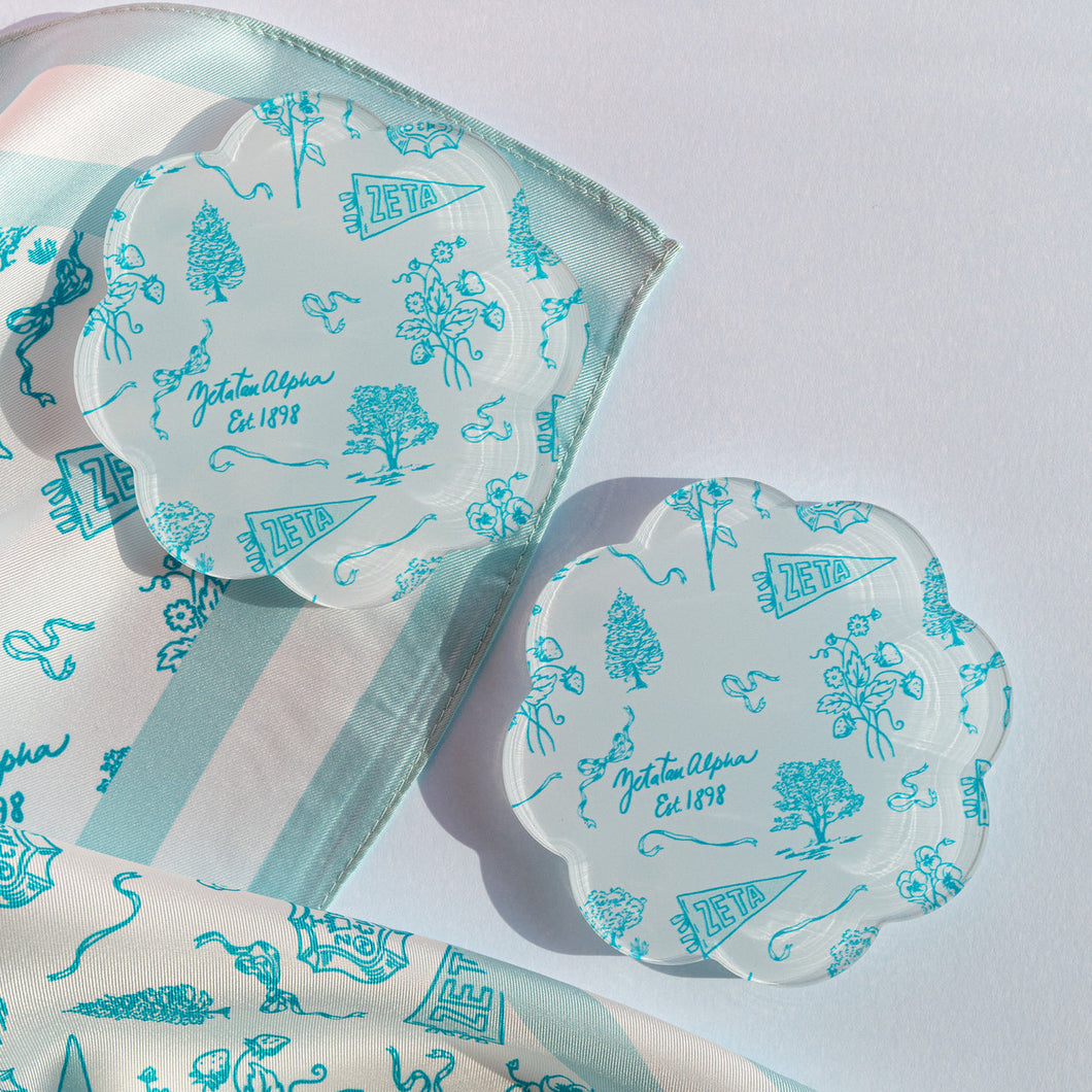 Toile Acrylic Coaster- Zeta Tau Alpha