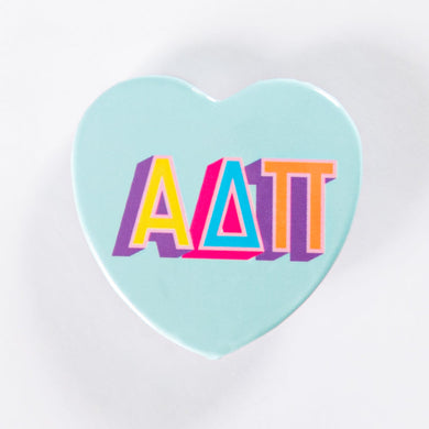 Block Print Heart Button- Alpha Delta Pi