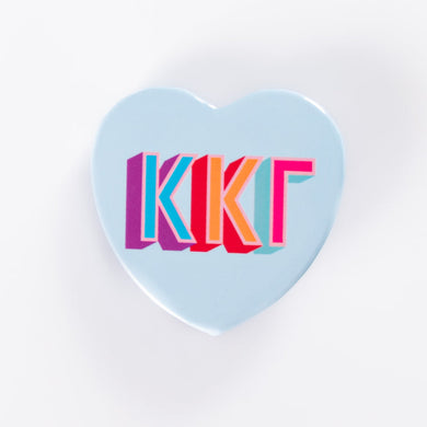 Block Print Heart Button- Kappa Kappa Gamma
