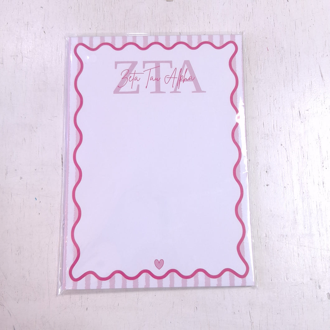 Scalloped Design Notepad- Zeta Tau Alpha