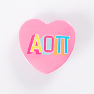 Block Print Heart Button- Alpha Omicron Pi