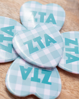 Gingham Heart Button- Zeta Tau Alpha