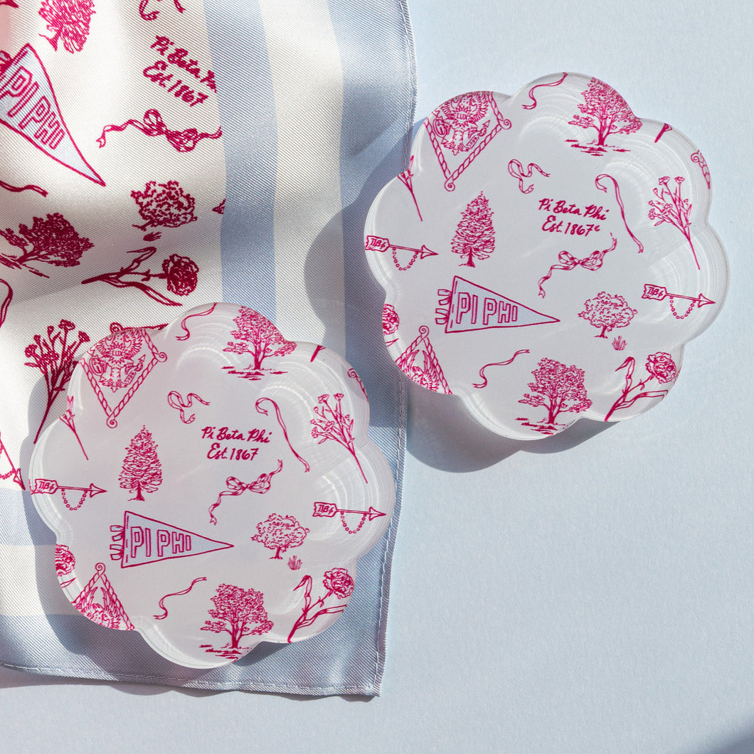 Toile Acrylic Coaster- Pi Beta Phi