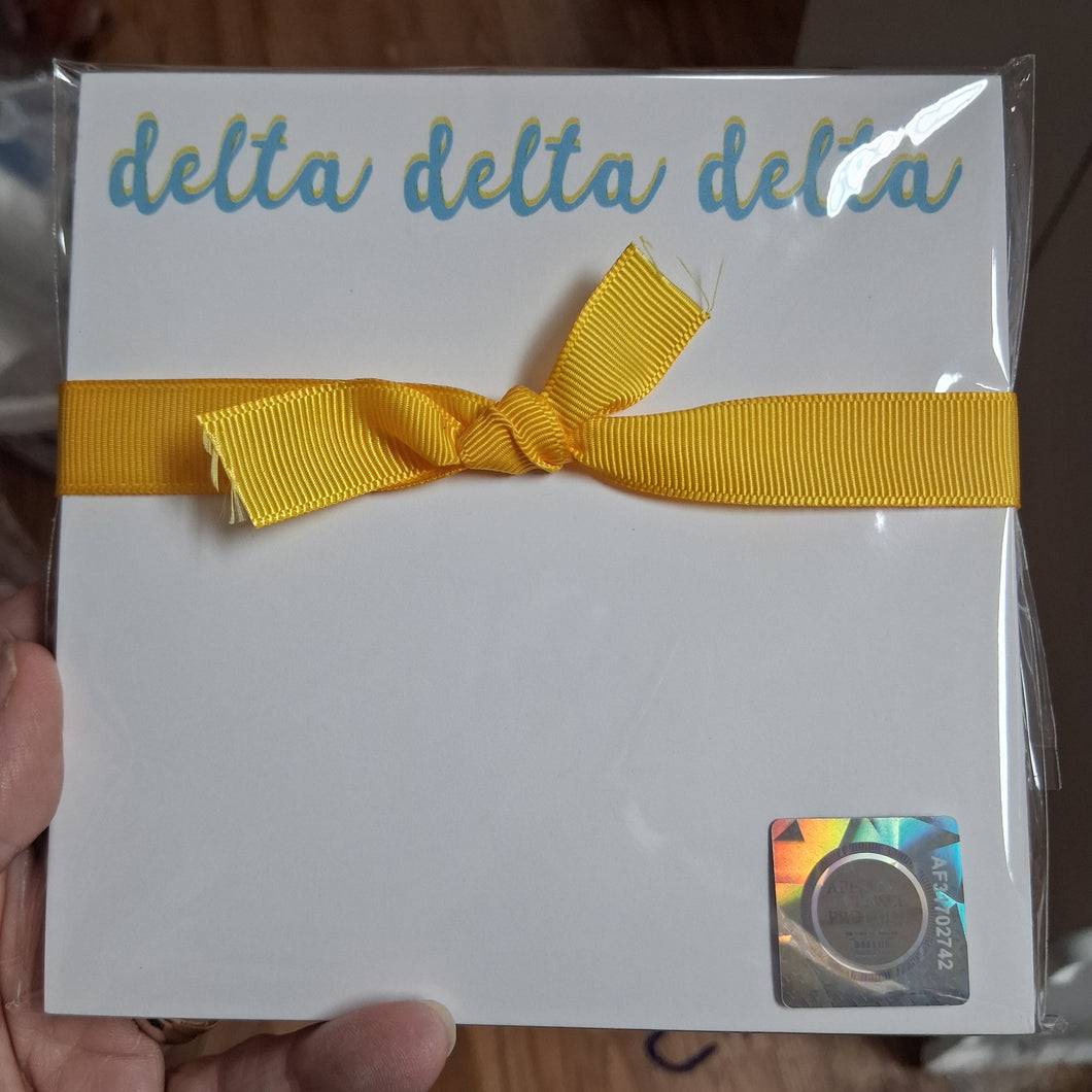 Scripty Doodle Notepad- Delta Delta Delta