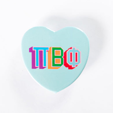 Block Print Heart Button- Pi Beta Phi