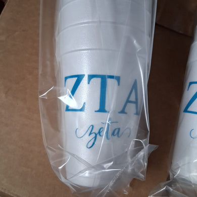 Styrofoam Cups - Letters and Name - Zeta Tau Alpha