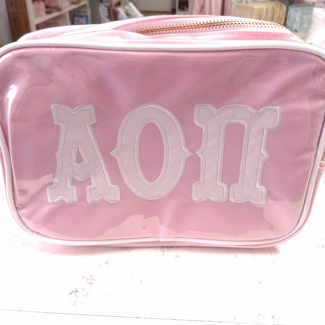 Applique Cosmetic Bag- Alpha Omicron Pi