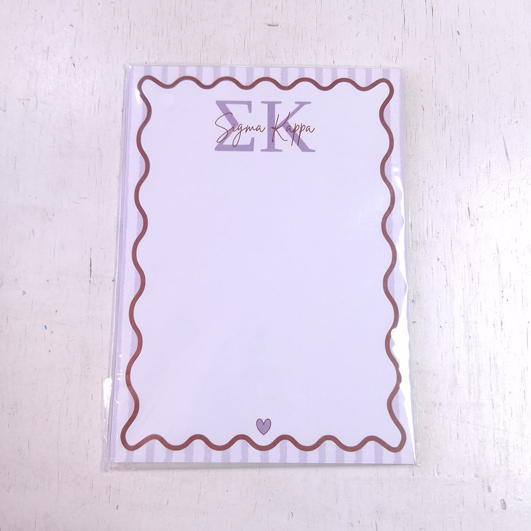 Scalloped Design Notepad- Sigma Kappa