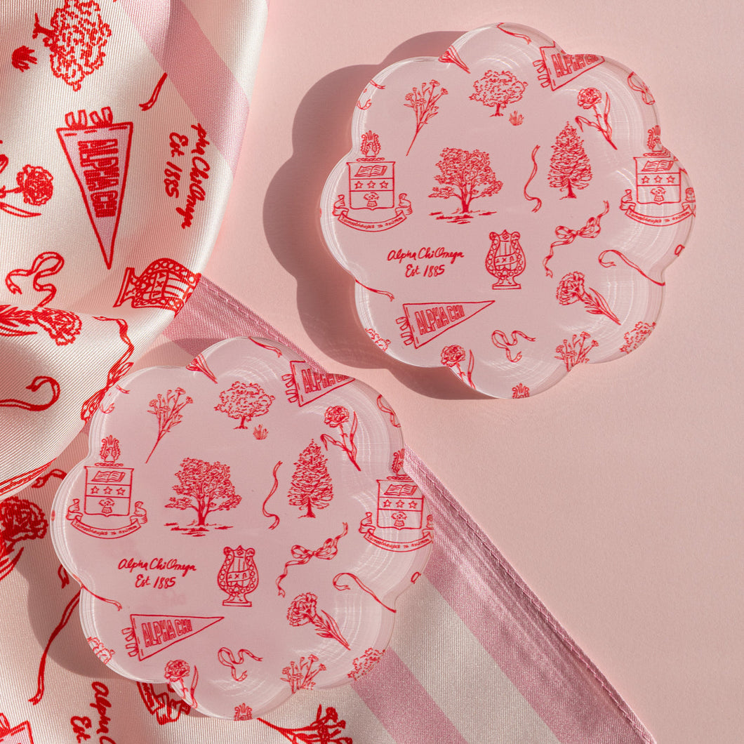 Toile Acrylic Coaster- Alpha Chi Omega