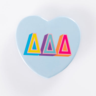 Block Print Heart Button- Delta Delta Delta