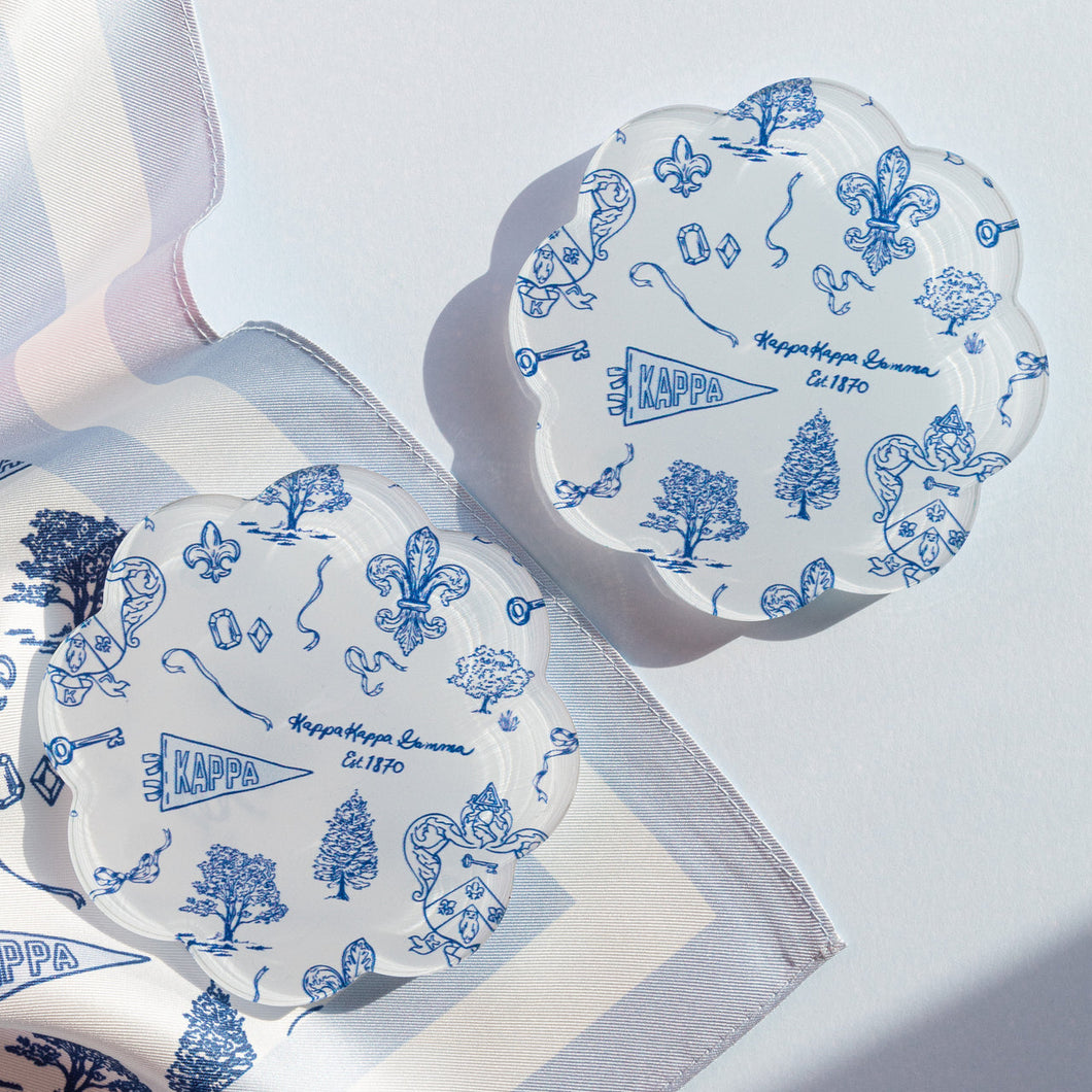 Toile Acrylic Coaster- Kappa Kappa Gamma