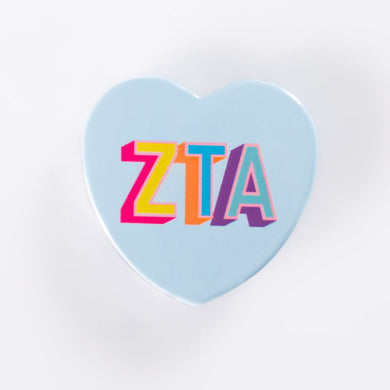 Block Print Heart Button- Zeta Tau Alpha
