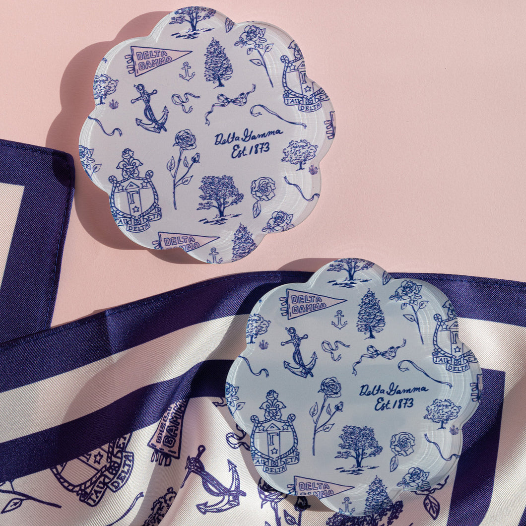 Toile Acrylic Coaster- Delta Gamma