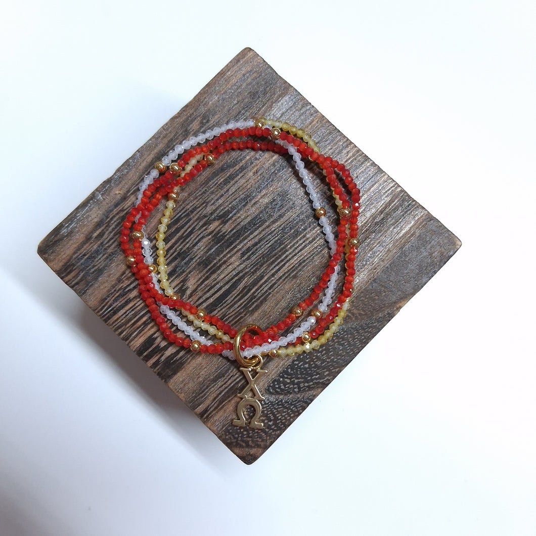 'Gemstone' Bead Bracelet- Chi Omega