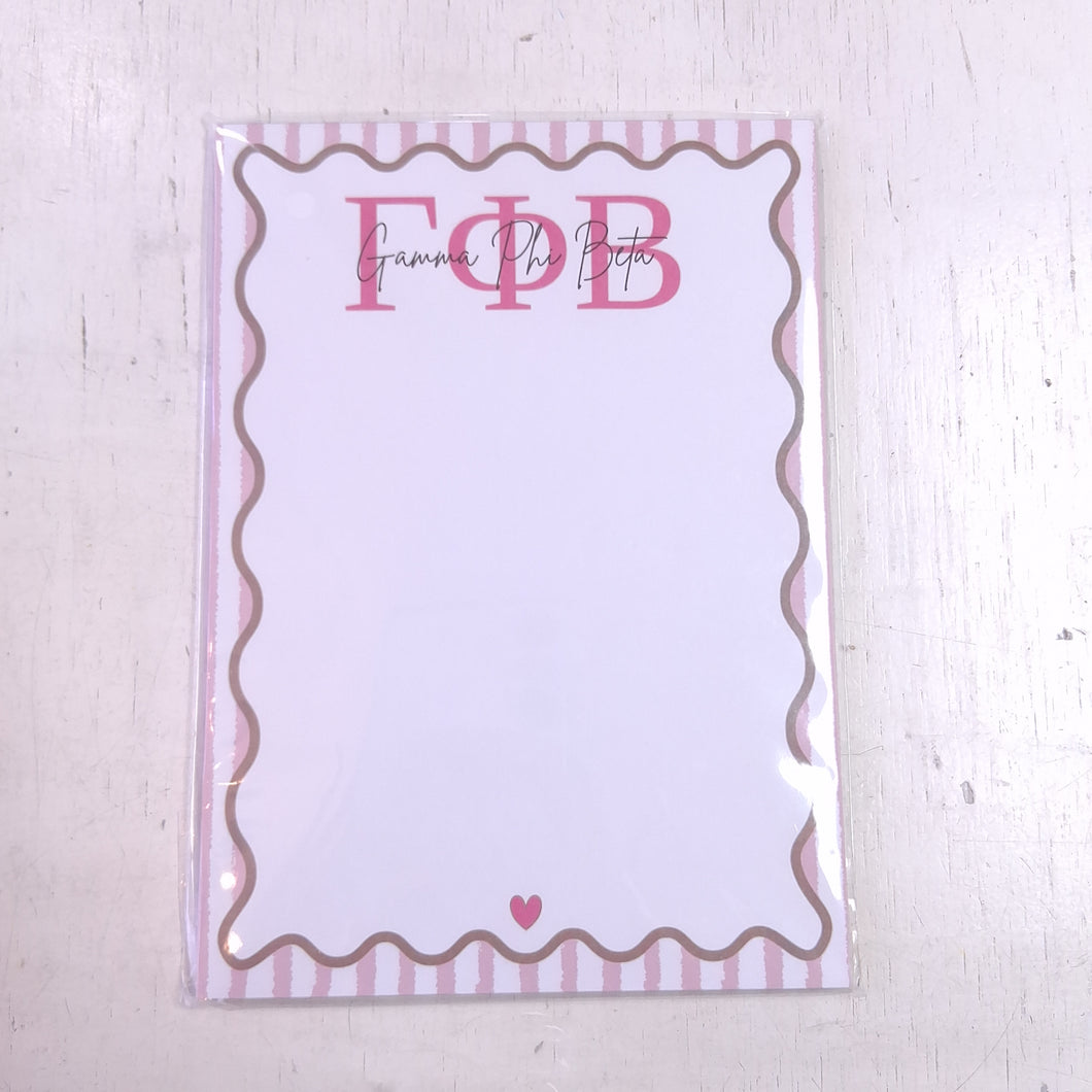 Scalloped Design Notepad- Gamma Phi Beta