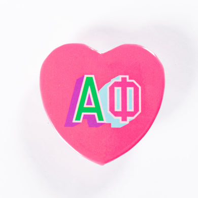 Block Print Heart Button- Alpha Phi