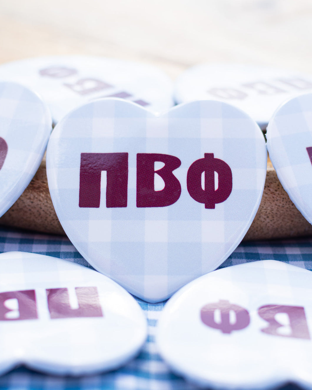 Gingham Heart Button- Pi Beta Phi