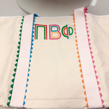Scalloped Embroidered Tote Bag- Pi Beta Phi