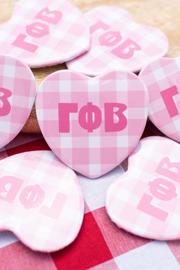 Gingham Heart Button- Gamma Phi Beta