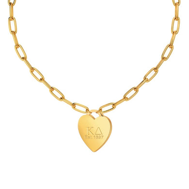 Heart Tag Paperclip Necklace- Kappa Delta