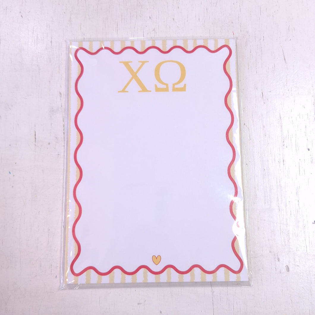 Scalloped Design Notepad- Chi Omega