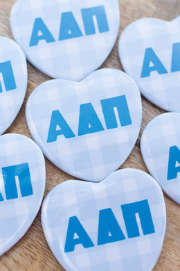 Gingham Heart Button- Alpha Delta Pi