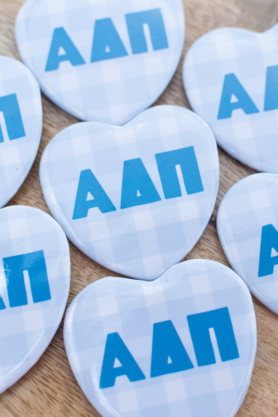 Gingham Heart Button- Alpha Delta Pi
