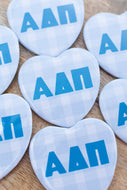 Gingham Heart Button- Alpha Delta Pi