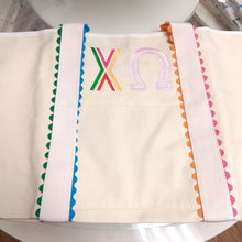 Scalloped Embroidered Tote Bag- Chi Omega