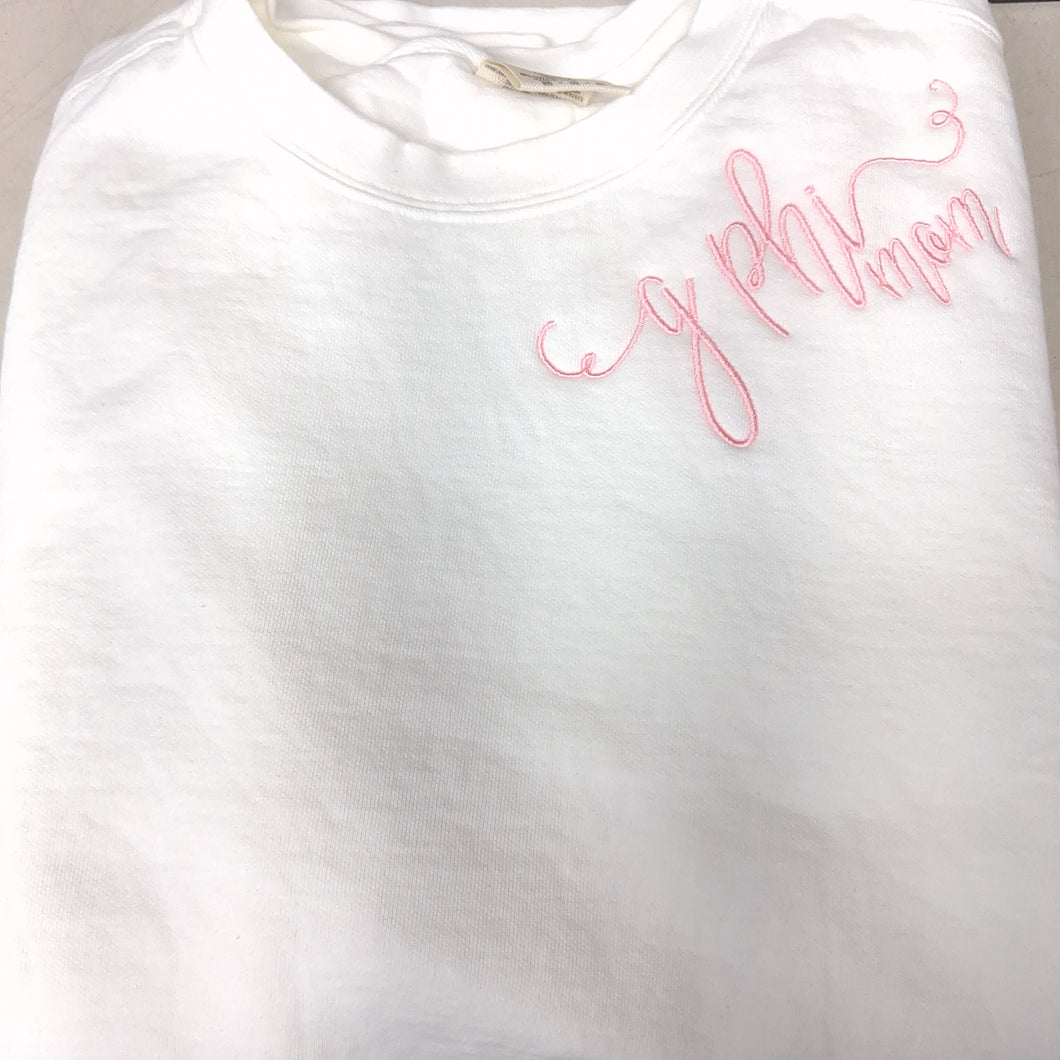 Mom Script Monogram Sweatshirt - Gamma Phi Beta