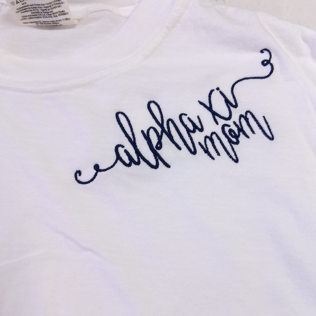 Script Monogram Tshirt- Alpha Xi Delta Mom