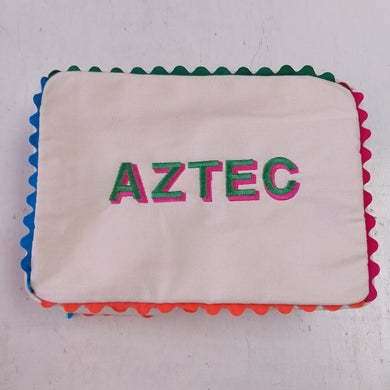 Scalloped Trim Cosmetic Bag- Aztec