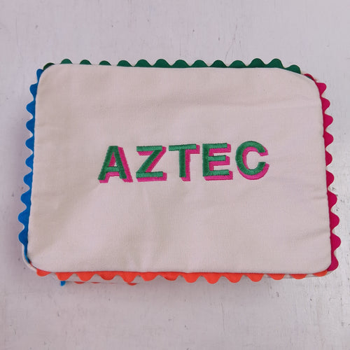 Scalloped Trim Cosmetic Bag- Aztec