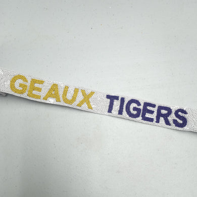 Sequin and Bead Strap- Geaux Tigers