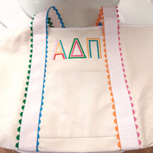 Scalloped Embroidered Tote Bag- Alpha Delta Pi
