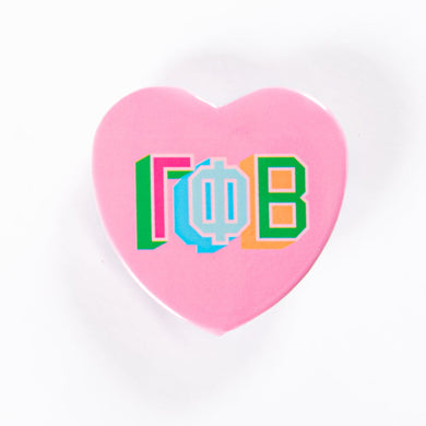 Block Print Heart Button- Gamma Phi Beta