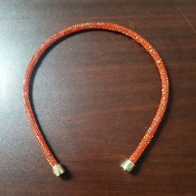 Thin Rhinestone Headband- Orange