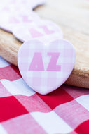 Gingham Heart Button- Delta Zeta