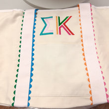 Scalloped Embroidered Tote Bag- Sigma Kappa