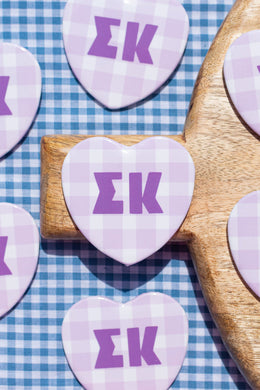 Gingham Heart Button- Sigma Kappa