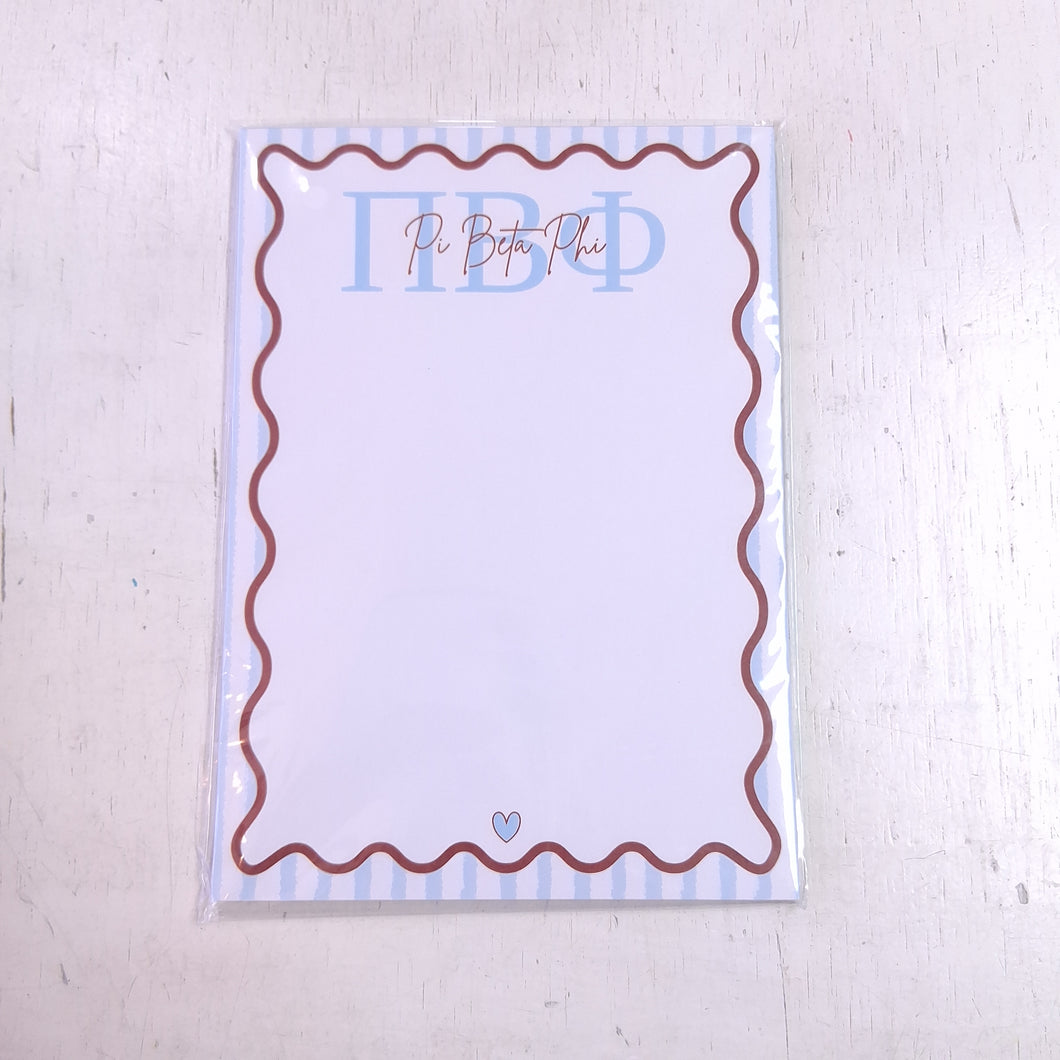 Scalloped Design Notepad- Pi Beta Phi