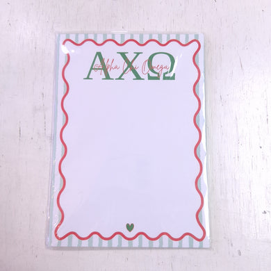 Scalloped Design Notepad- Alpha Chi Omega