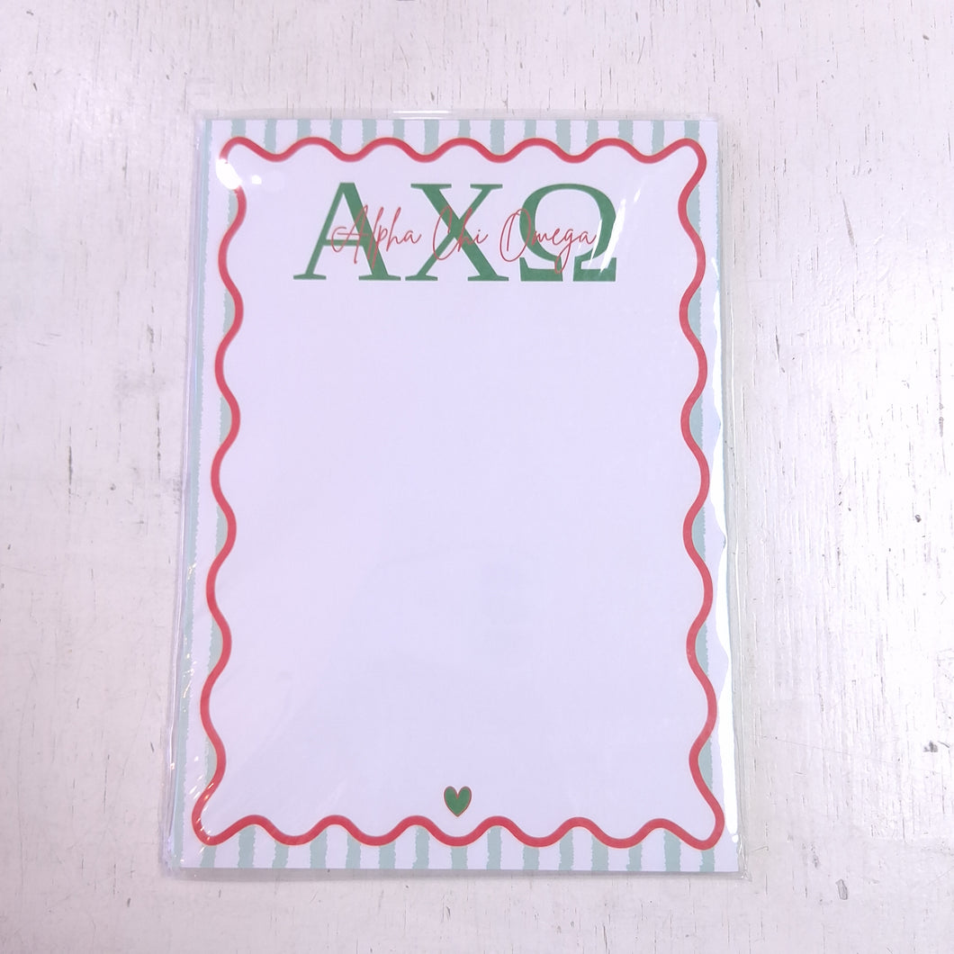Scalloped Design Notepad- Alpha Chi Omega
