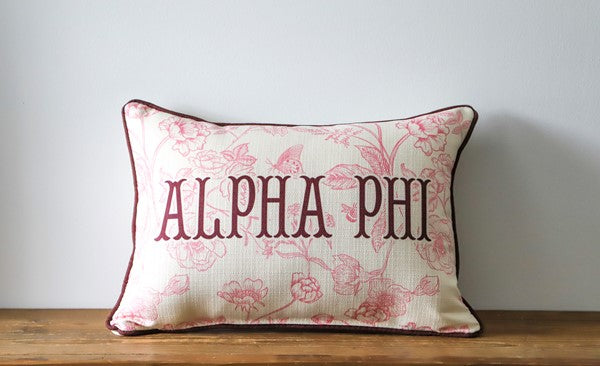 Sorority Toile Alpha Phi Pillow