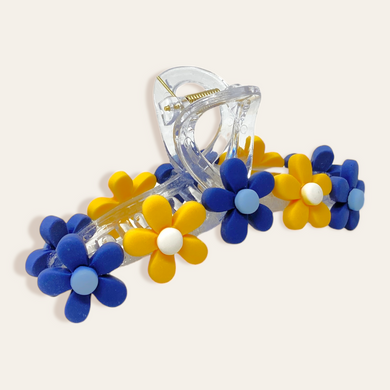 Daisy Claw Clip- Navy & Yellow